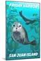 Friday Harbor - San Juan Island, Washington - Harbor Seals-Lantern Press-Mounted Art Print