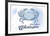 Friday Harbor, Washington - Crab - Blue - Coastal Icon-Lantern Press-Framed Art Print