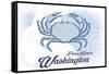 Friday Harbor, Washington - Crab - Blue - Coastal Icon-Lantern Press-Framed Stretched Canvas