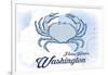Friday Harbor, Washington - Crab - Blue - Coastal Icon-Lantern Press-Framed Art Print