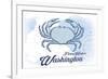 Friday Harbor, Washington - Crab - Blue - Coastal Icon-Lantern Press-Framed Premium Giclee Print
