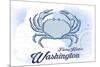 Friday Harbor, Washington - Crab - Blue - Coastal Icon-Lantern Press-Mounted Premium Giclee Print
