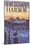 Friday Harbor, Washington - Ferry Sunset and Gull-Lantern Press-Mounted Art Print