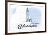 Friday Harbor, Washington - Lighthouse - Blue - Coastal Icon-Lantern Press-Framed Art Print