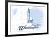 Friday Harbor, Washington - Lighthouse - Blue - Coastal Icon-Lantern Press-Framed Art Print