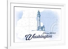 Friday Harbor, Washington - Lighthouse - Blue - Coastal Icon-Lantern Press-Framed Premium Giclee Print