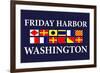 Friday Harbor, Washington - Nautical Flags-Lantern Press-Framed Premium Giclee Print