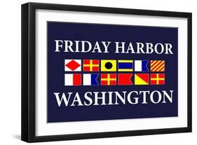 Friday Harbor, Washington - Nautical Flags-Lantern Press-Framed Art Print