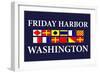 Friday Harbor, Washington - Nautical Flags-Lantern Press-Framed Art Print