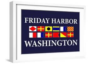 Friday Harbor, Washington - Nautical Flags-Lantern Press-Framed Art Print