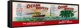 Friday Harbor, Washington - Ocean Breeze Sweet Peas Label-Lantern Press-Framed Stretched Canvas