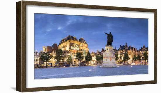 Friday Market Square at dusk, Ghent, Flanders, Belgium, Europe-Ian Trower-Framed Photographic Print