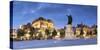 Friday Market Square at dusk, Ghent, Flanders, Belgium, Europe-Ian Trower-Stretched Canvas