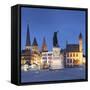 Friday Market Square at dusk, Ghent, Flanders, Belgium-Ian Trower-Framed Stretched Canvas