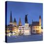 Friday Market Square at dusk, Ghent, Flanders, Belgium-Ian Trower-Stretched Canvas