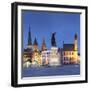 Friday Market Square at dusk, Ghent, Flanders, Belgium-Ian Trower-Framed Photographic Print