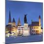 Friday Market Square at dusk, Ghent, Flanders, Belgium-Ian Trower-Mounted Photographic Print