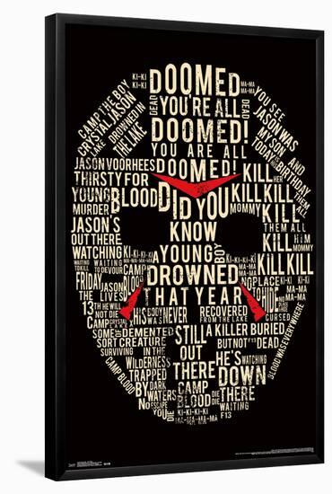 Friday the 13th- Text Mask-null-Framed Poster