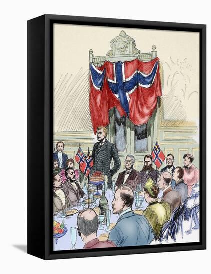 Fridtjof Nansen (1861-1930). Norwegian Scientist. Banquet in His Honour at Britannia Hotel in Trond-Tarker-Framed Stretched Canvas