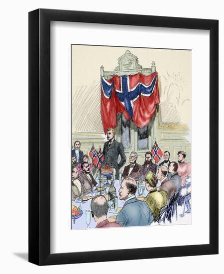 Fridtjof Nansen (1861-1930). Norwegian Scientist. Banquet in His Honour at Britannia Hotel in Trond-Tarker-Framed Premium Giclee Print