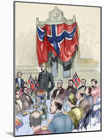 Fridtjof Nansen (1861-1930). Norwegian Scientist. Banquet in His Honour at Britannia Hotel in Trond-Tarker-Mounted Giclee Print