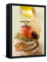 Fried Cherry Tomato, Olive and Garlic on Toast-null-Framed Stretched Canvas