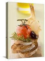Fried Cherry Tomato, Olive and Garlic on Toast-null-Stretched Canvas