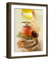 Fried Cherry Tomato, Olive and Garlic on Toast-null-Framed Photographic Print