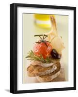 Fried Cherry Tomato, Olive and Garlic on Toast-null-Framed Photographic Print