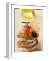Fried Cherry Tomato, Olive and Garlic on Toast-null-Framed Photographic Print