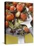 Fried Cherry Tomatoes with Garlic and Olives in Frying Pan-null-Stretched Canvas