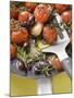 Fried Cherry Tomatoes with Garlic and Olives in Frying Pan-null-Mounted Photographic Print