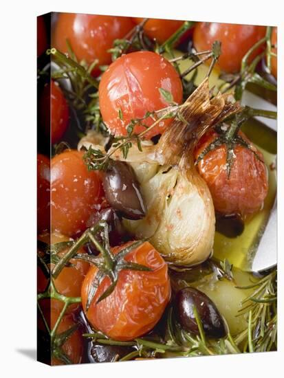 Fried Cherry Tomatoes with Garlic and Olives-null-Stretched Canvas