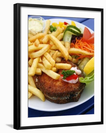 Fried Laks with Chips, Jutland, Denmark, Scandinavia, Europe-Yadid Levy-Framed Photographic Print