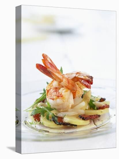 Fried Prawns on Potato, Asparagus and Ham Salad-Jo Kirchherr-Stretched Canvas