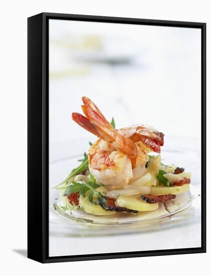 Fried Prawns on Potato, Asparagus and Ham Salad-Jo Kirchherr-Framed Stretched Canvas