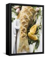 Fried Sea Bass with Herbs, Garlic and Lemon-null-Framed Stretched Canvas