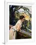 Frieda, the Artist's Wife, Leaning over the Balcony-Leo Putz-Framed Giclee Print