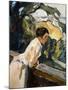 Frieda, the Artist's Wife, Leaning over the Balcony-Leo Putz-Mounted Giclee Print