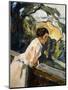 Frieda, the Artist's Wife, Leaning over the Balcony-Leo Putz-Mounted Giclee Print