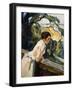 Frieda, the Artist's Wife, Leaning over the Balcony-Leo Putz-Framed Giclee Print