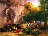 At the Monastery Fountain, 1836-Friedrich August Matthias Gauermann-Stretched Canvas