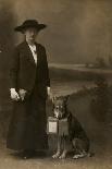 Woman and Dog in Photographer's Studio-Friedrich Hellman-Stretched Canvas