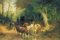 Cattle Watering in a River Landscape, 19th Century-Friedrich Voltz-Giclee Print