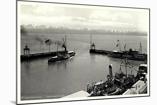 Friedrichshafen Am Bodensee, Hafeneinfahrt, Dampfer-null-Mounted Giclee Print