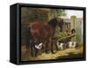 Friendly Farmyard-John Frederick Herring II-Framed Stretched Canvas