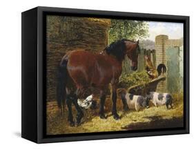 Friendly Farmyard-John Frederick Herring II-Framed Stretched Canvas