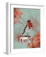 Friendly Robin-The Tangled Peacock-Framed Giclee Print