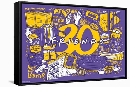 Friends 30th - Purple-Trends International-Framed Stretched Canvas