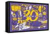 Friends 30th - Purple-Trends International-Framed Stretched Canvas